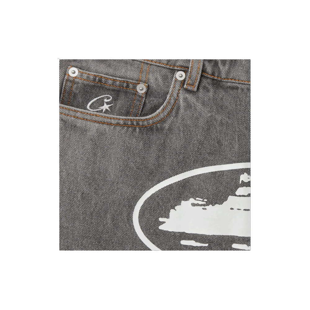 Corteiz Alcatraz Shorts Denim Light Grey